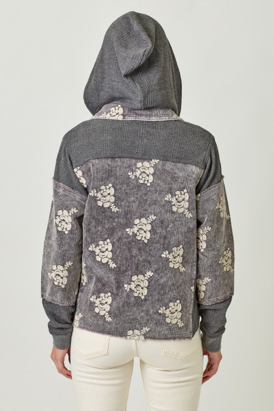 Flower Embroidered Hoodie Jacket – Mainstream Boutique The