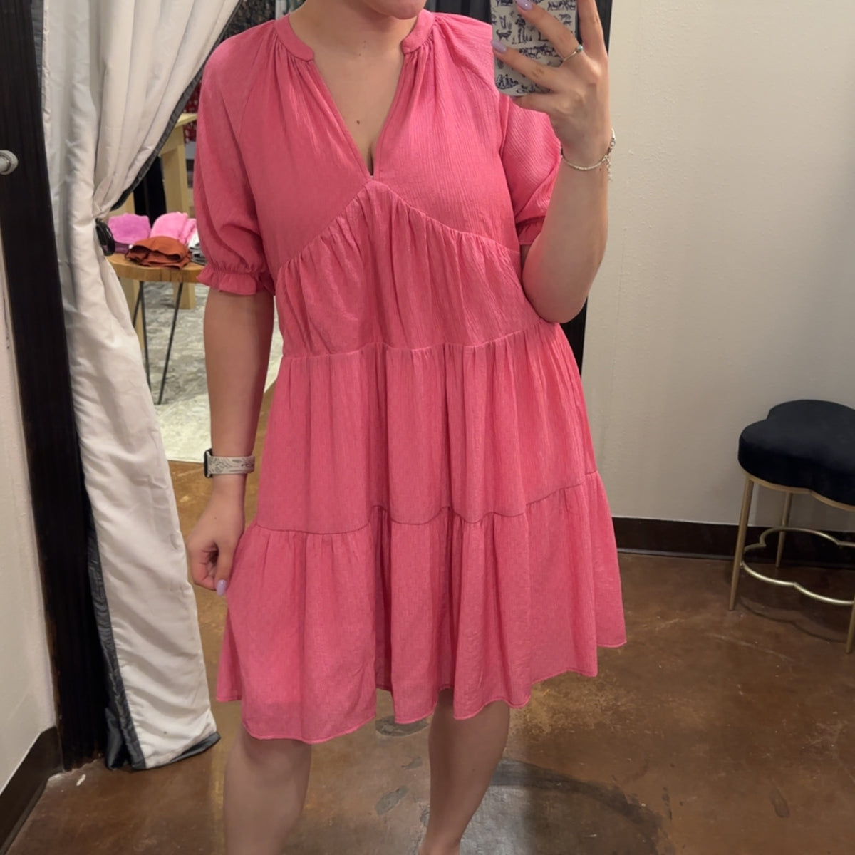 Split Neck Tiered Dress – Mainstream Boutique The Woodlands